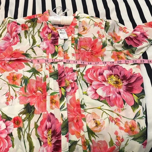 Express Floral Pink Long-Sleeve Blouse - Size Large - Picture 4 of 9